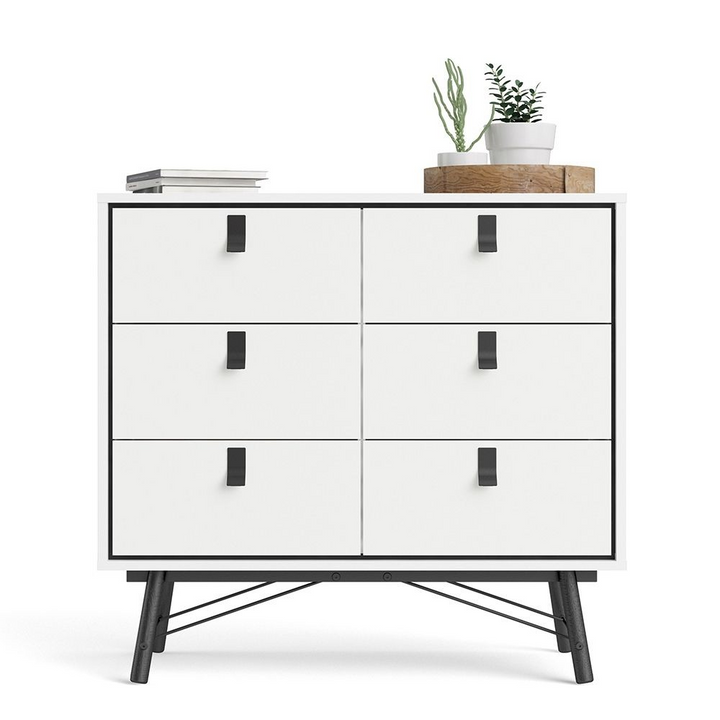 Moubray Double Chest of Drawers 6 Drawers in Matt White | Chest of Drawers | Drawers 