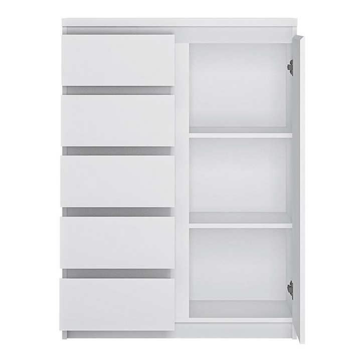 Prestwich 1 Door 5 Drawer Cabinet in White | Dining Cabinet | Dining Cabinets