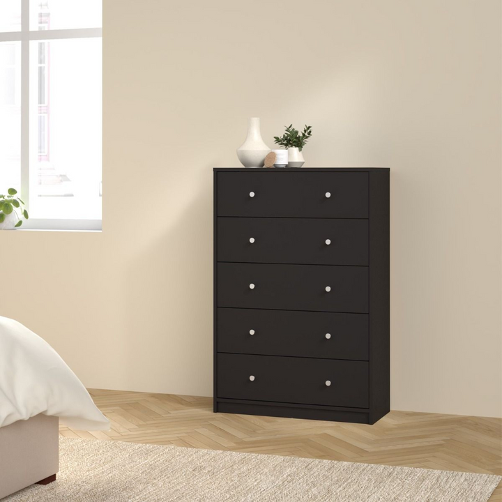 Shenley Chest of 5 Drawers in Black | Chest of Drawers | Drawers 