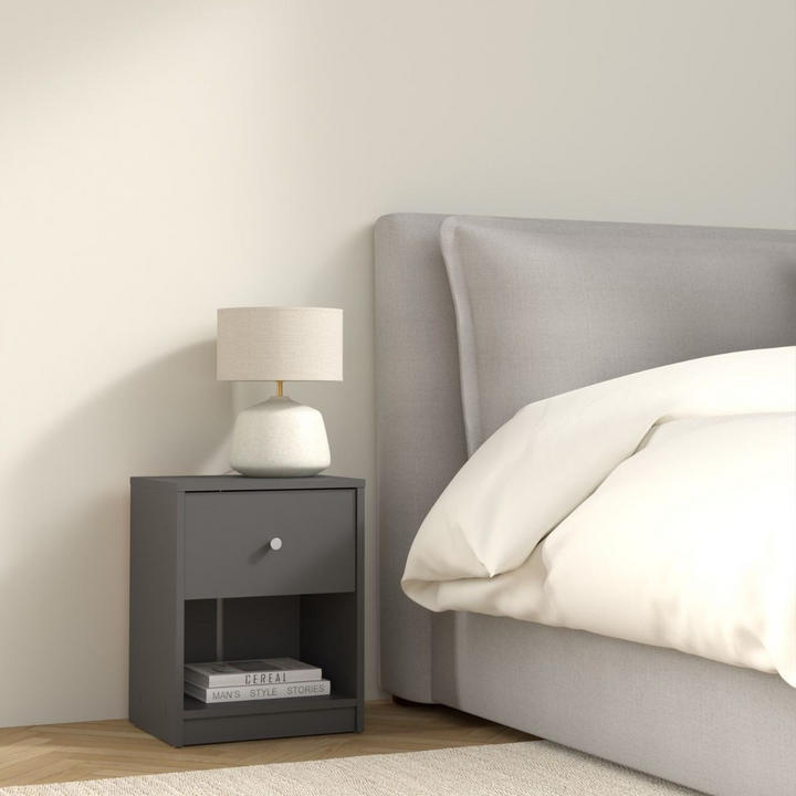 Shenley Bedside 1 Drawer in Grey | Bedside Cabinet | Bedside Cabinets | Bedroom Cabinet