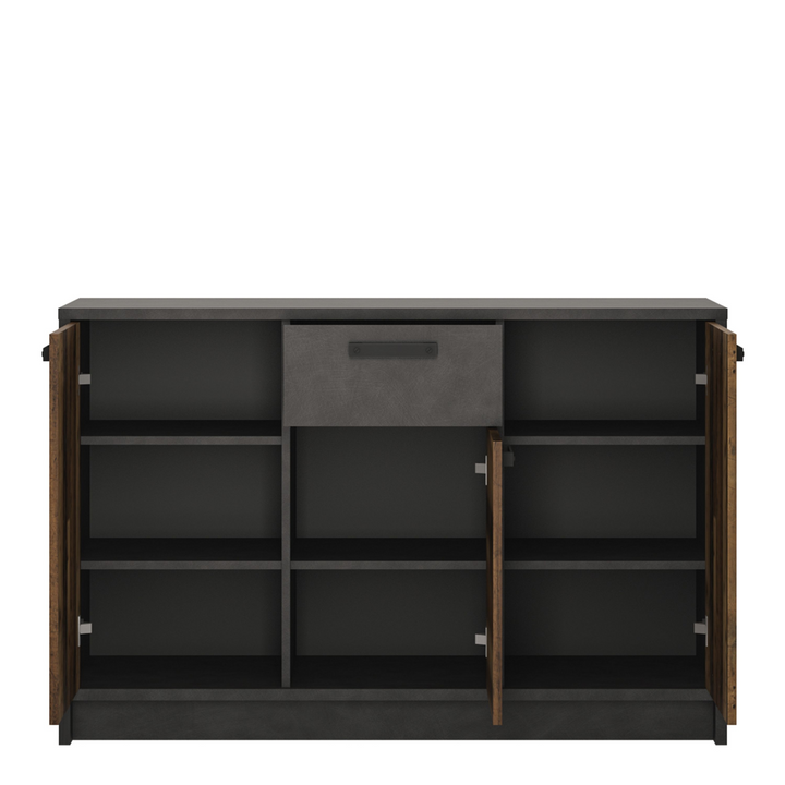 Darwen  Cabinet with 3 Doors and 1 Drawer in Walnut and Dark Matera Grey | Dining Cabinet | Dining Cabinets