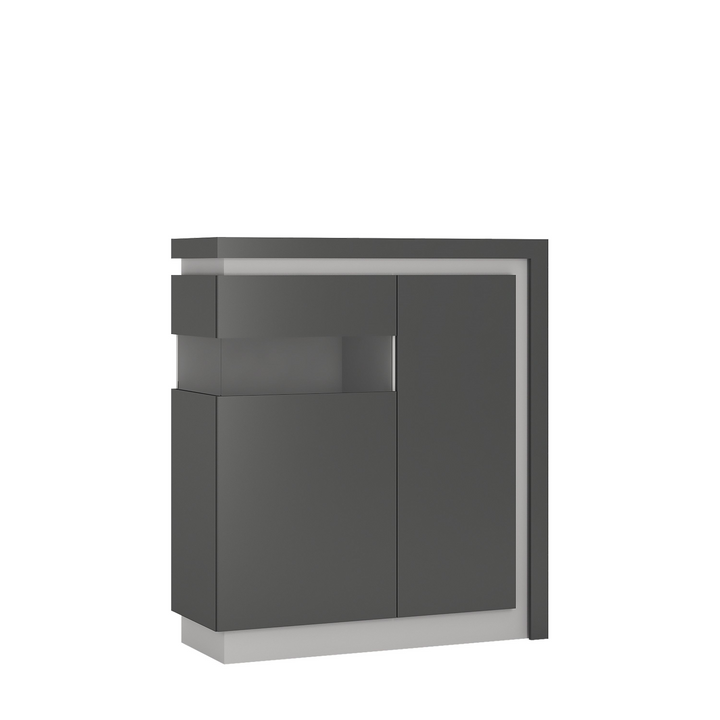 Earley 2 Door Designer Cabinet (LH) in Platinum/Light Grey Gloss | Dining Cabinet | Dining Cabinets