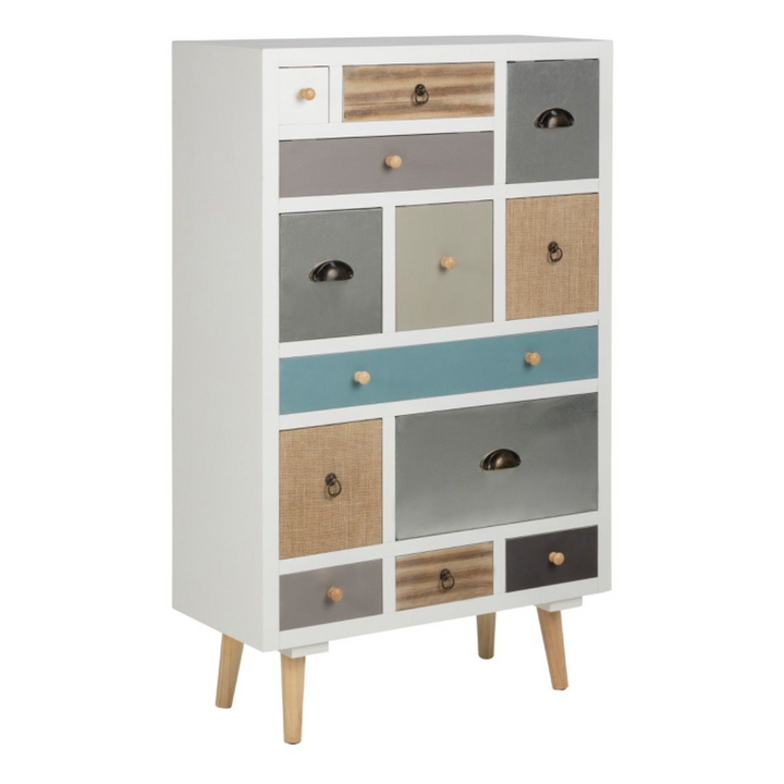 Ashington White Shabby Chic Multi Coloured 13 Drawer Chest | Chest of Drawers | Drawers 