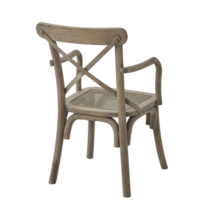 Middleton Collection Cross Back Carver Chair With Rush Seat | Dining Chair | Wooden Dining Chair