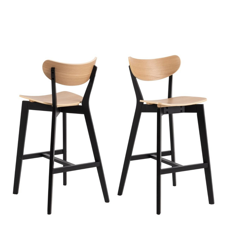 Bridgford Bar Stool, Black and Oak Set of 2 | Bar Stools | Counter Stools | Bar & Counter Stools