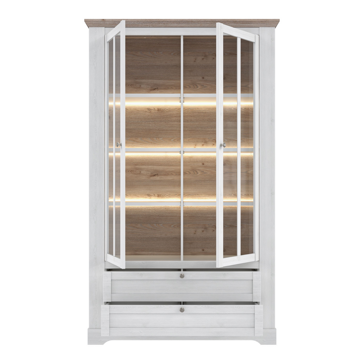 Darwen Display Cabinet in Snowy Oak/Oak Nelson | Dining Cabinet | Dining Cabinets
