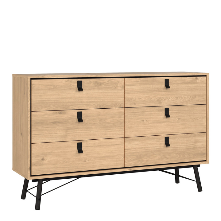 Moubray Wide Double Chest of Drawers 6 Drawers in Jackson Hickory Oak | Chest of Drawers | Drawers 