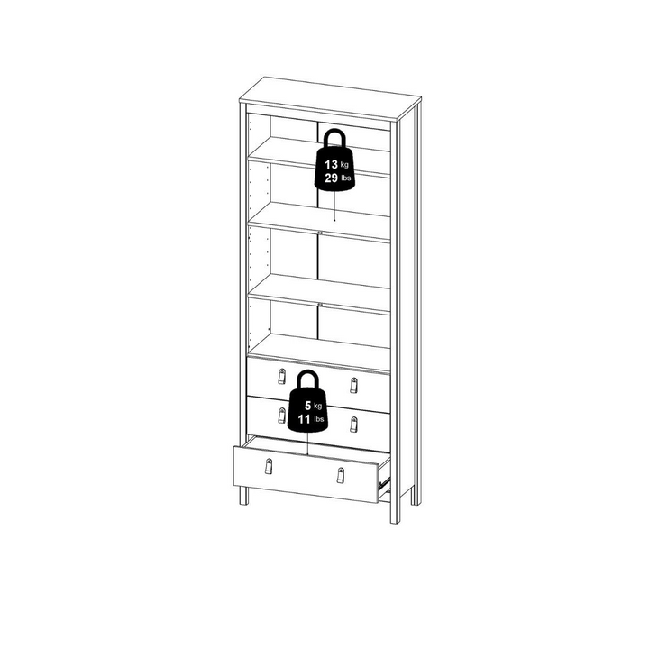 Droitwich China Cabinet 2 Glass Doors with 3 Drawers in Matt Black | Dining Cabinet | Dining Cabinets