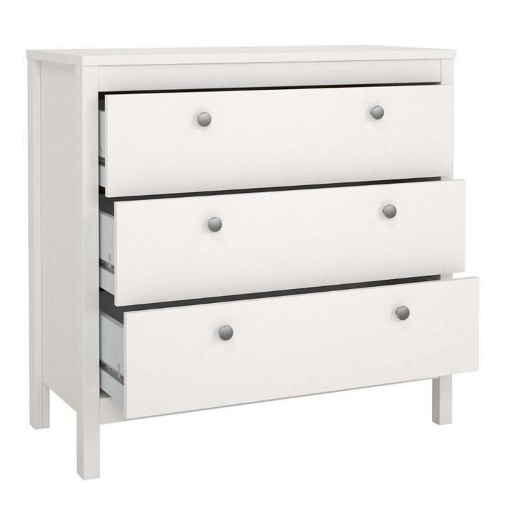 Hindley Chest 3 Drawers in White | Chest of Drawers | Drawers 