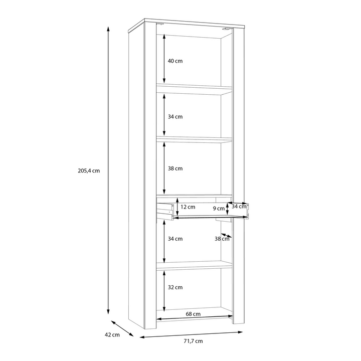 Hitchin 2 Door 1 Drawer Narrow Display Cabinet in Riviera Oak/Grey Oak | Dining Cabinet | Dining Cabinets