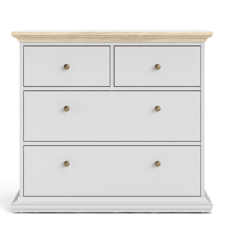 Solihull Chest of 4 Drawers in White and Oak | Chest of Drawers | Drawers 