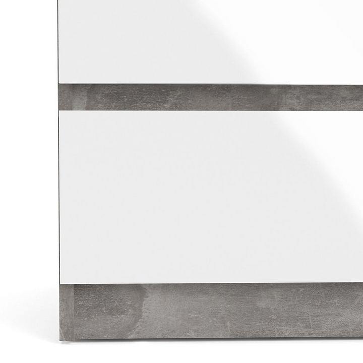 Brook Chest of 5 Drawers in Concrete and White High Gloss | Chest of Drawers | Drawers 