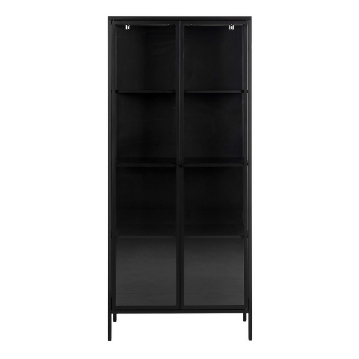 Carshalton Tall 2 Door Display Cabinet in Matt Black | Dining Cabinet | Dining Cabinets