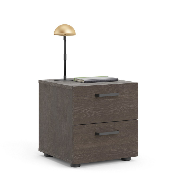 Longbridge Nightstand 2 Drawers in Rovere Gessato Dark Oak | Bedside Cabinet | Bedside Cabinets | Bedroom Cabinet