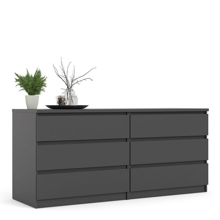 Brook Wide Chest of 6 Drawers (3+3) in Black Matt | Chest of Drawers | Drawers 