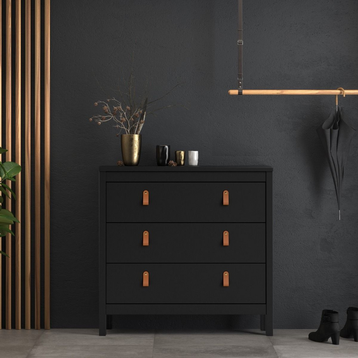 Droitwich Chest 3 Drawers in Matt Black | Chest of Drawers | Drawers 