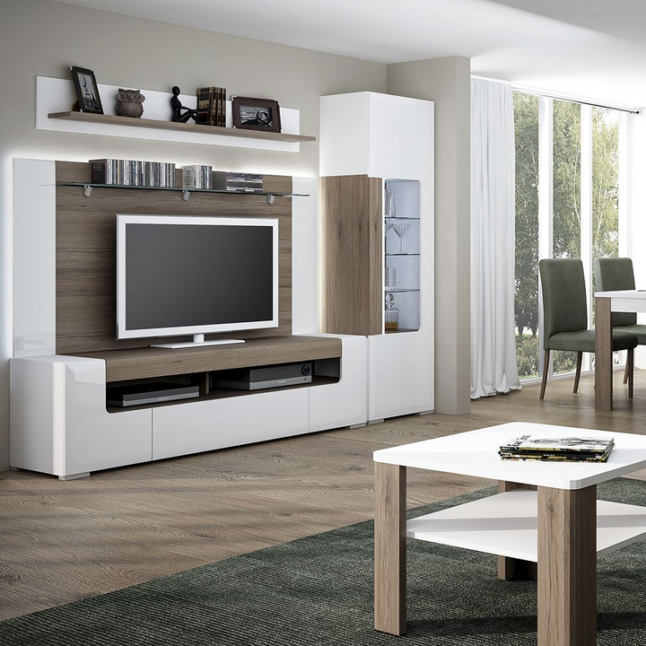 Rainham Tall Narrow Glazed Display Cabinet with Internal Shelves (inc. Plexi Lighting) | Dining Cabinet | Dining Cabinets