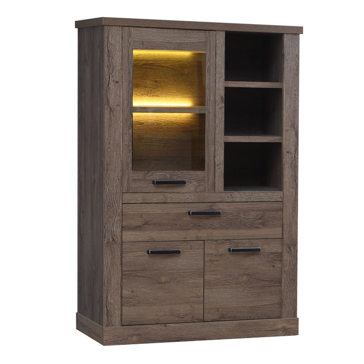 Chichester 1 Door 1 Drawer 3 Shelve Display Cabinet in Tabak Oak | Dining Cabinet | Dining Cabinets
