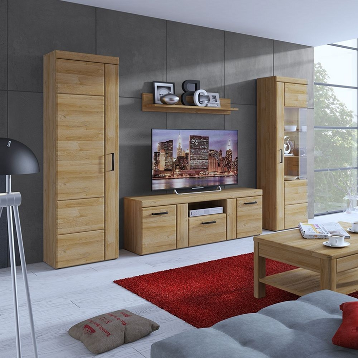 Pontypridd Tall Glazed Display Cabinet (RH) in Grandson Oak | Dining Cabinet | Dining Cabinets