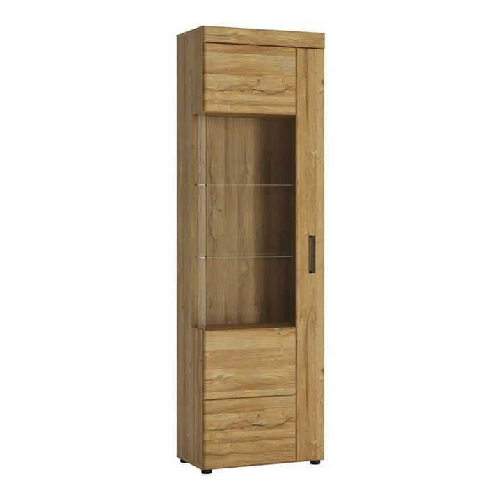 Pontypridd Tall Glazed Display Cabinet (LH) in Grandson Oak | Dining Cabinet | Dining Cabinets