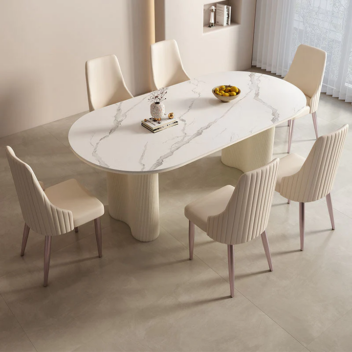 Stalybridge Dining Table, White | Dining Table | Wooden Base Dining Table