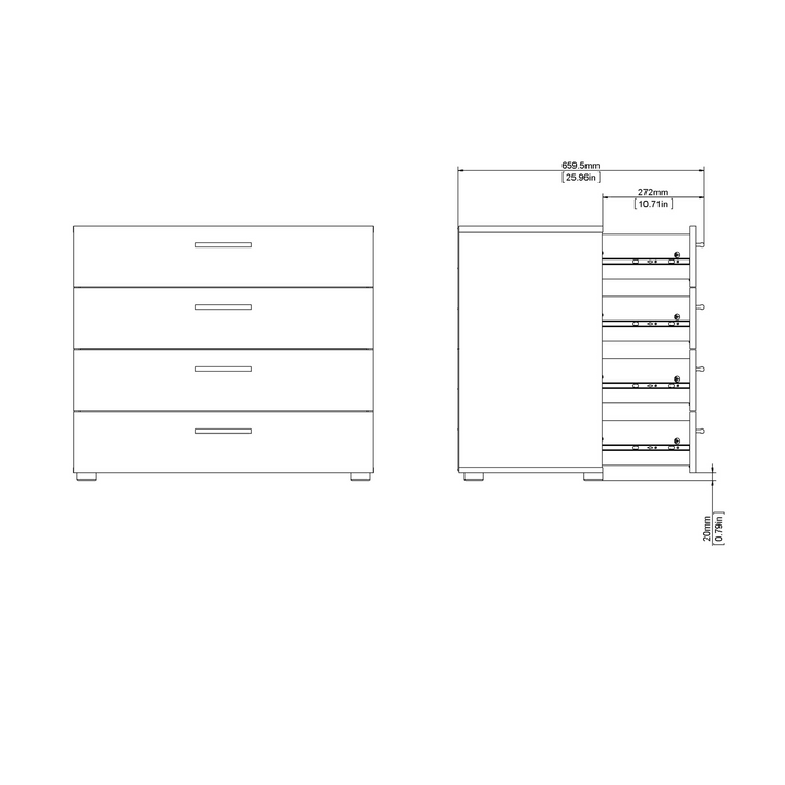 Ende Chest of 4 Drawers in Black | Chest of Drawers | Drawers 