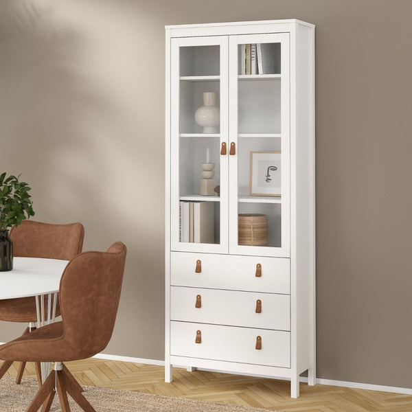 Droitwich China Cabinet 2 Glass Doors with 3 Drawers in White | Dining Cabinet | Dining Cabinets