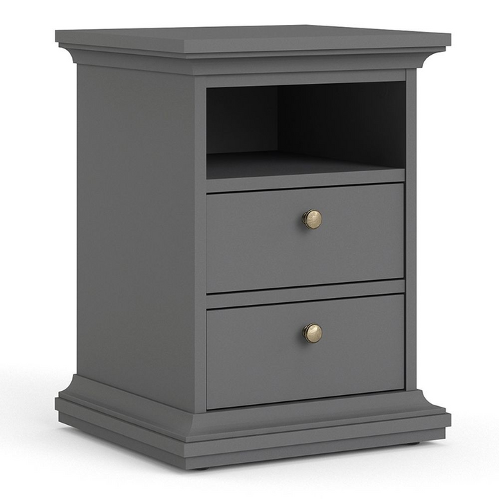 Solihull Bedside 2 Drawers in Matt Grey | Bedside Cabinet | Bedside Cabinets | Bedroom Cabinet