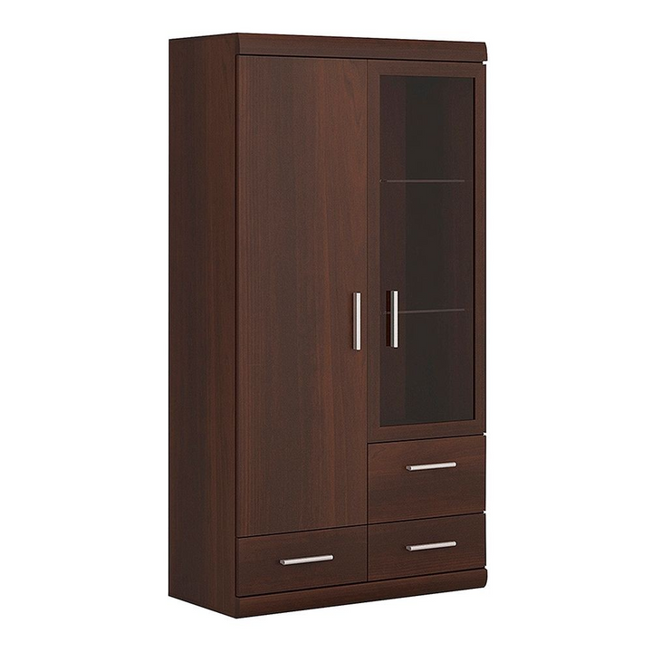 Billingham 2 Door 3 Drawer Glazed Display Cabinet in Dark Mahogany Melamine | Dining Cabinet | Dining Cabinets