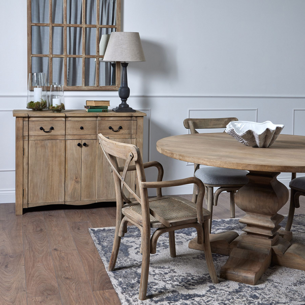 Middleton Collection Cross Back Carver Chair With Rush Seat | Dining Chair | Wooden Dining Chair