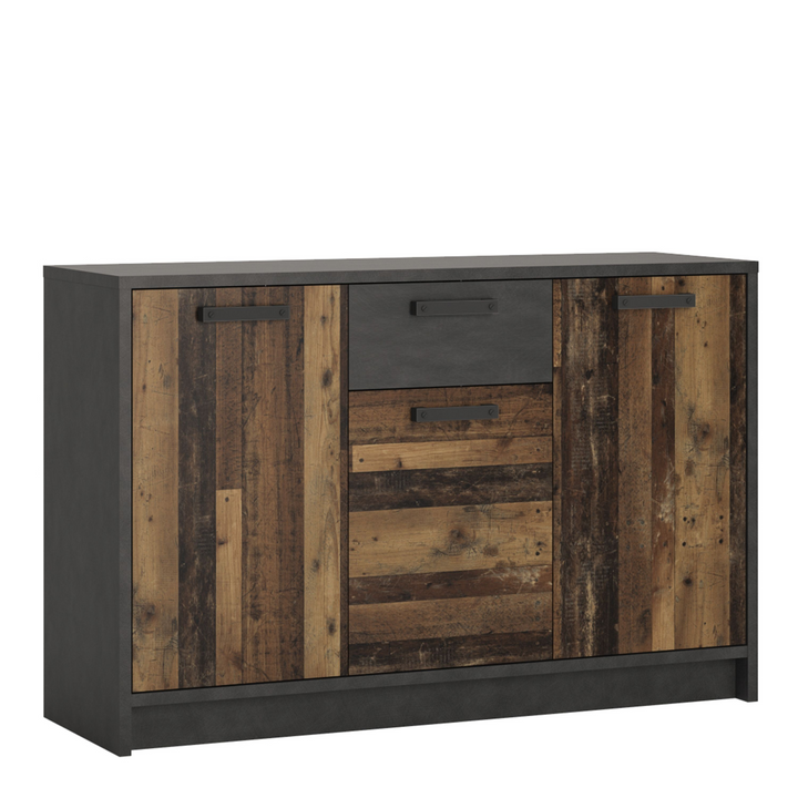 Darwen  Cabinet with 3 Doors and 1 Drawer in Walnut and Dark Matera Grey | Dining Cabinet | Dining Cabinets