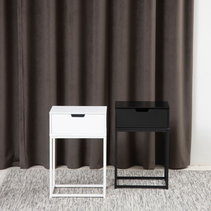 Basildon 1 Drawer Bedside Table in Black | Bedside Cabinet | Bedside Cabinets | Bedroom Cabinet