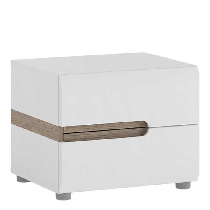 Cheadle Bedroom 2 Drawer Bedside in White with a Truffle Oak Trim | Bedside Cabinet | Bedside Cabinets | Bedroom Cabinet