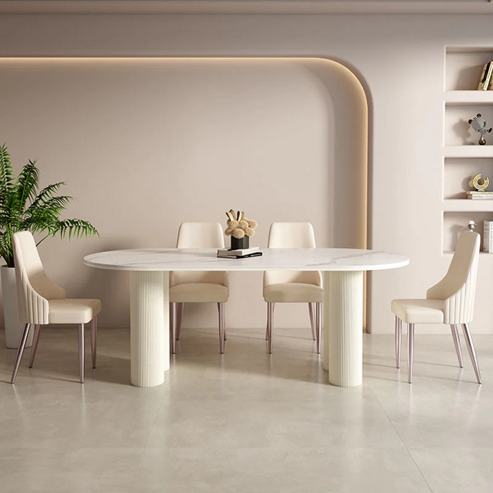 Stalybridge Dining Table, White | Dining Table | Wooden Base Dining Table