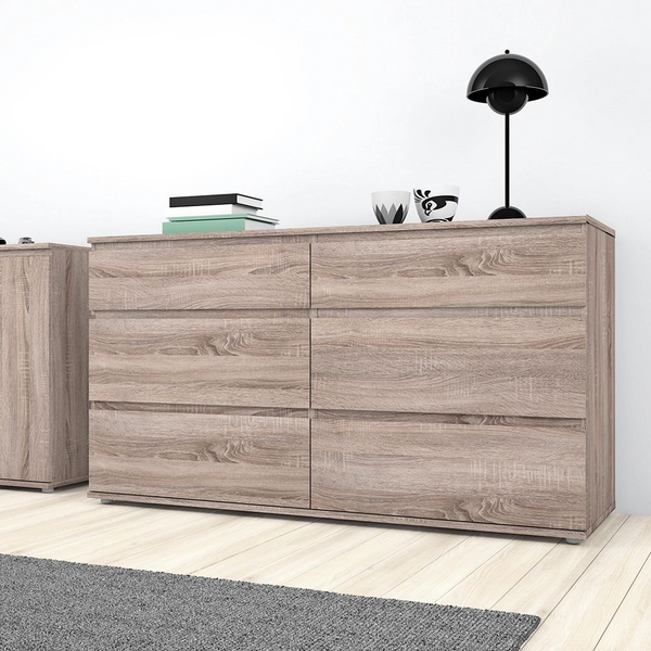 Bury Wide Chest of 6 Drawers (3+3) in Truffle Oak | Chest of Drawers | Drawers 