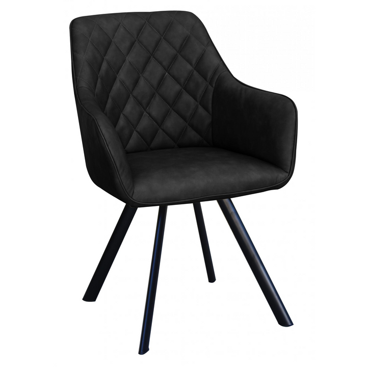 Plymstock Special PU Arm Chair Dark Grey with Black Metal Legs | Armchair | Arm Chair 