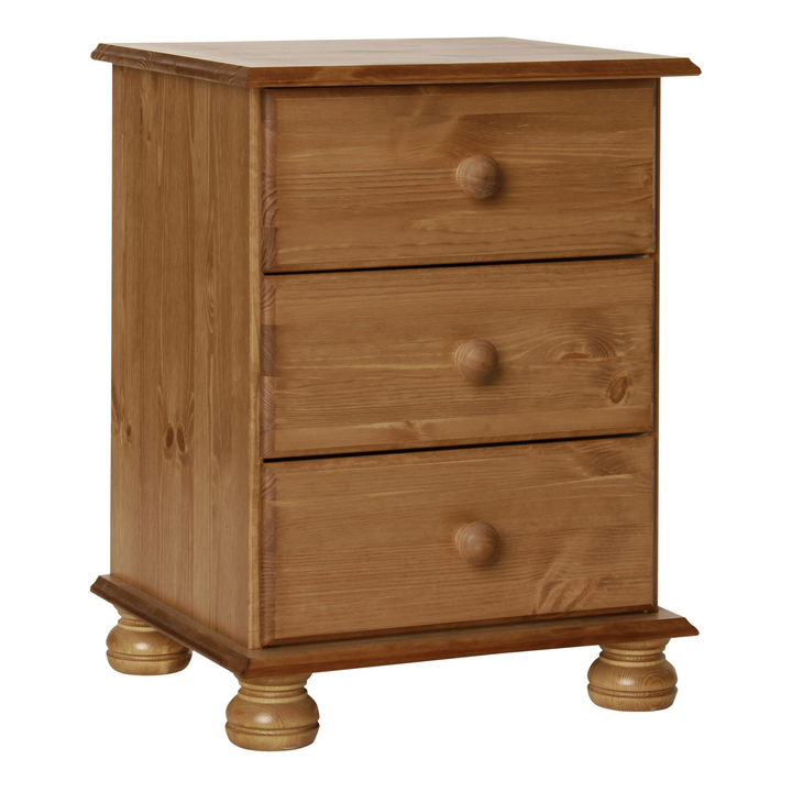 Melton 3 Drawer Bedside in Pine | Bedside Cabinet | Bedside Cabinets | Bedroom Cabinet