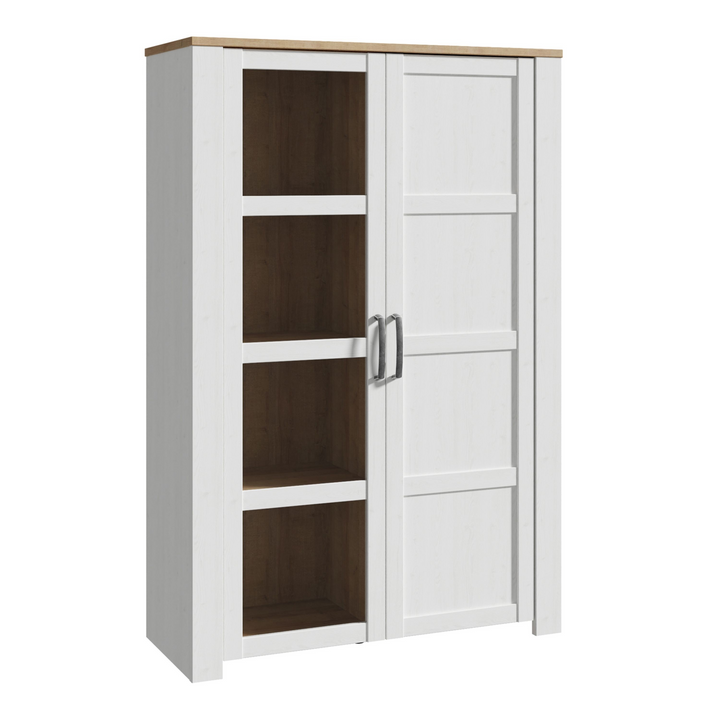 Hitchin 2 Door Display Cabinet in Riviera Oak/White | Dining Cabinet | Dining Cabinets