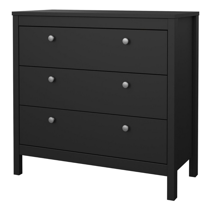 Hindley Chest 3 Drawers in Matt Black | Chest of Drawers | Drawers 