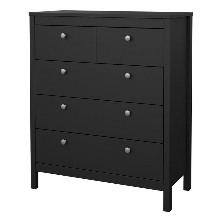 Hindley Chest 3+2 Drawers in Matt Black | Chest of Drawers | Drawers 