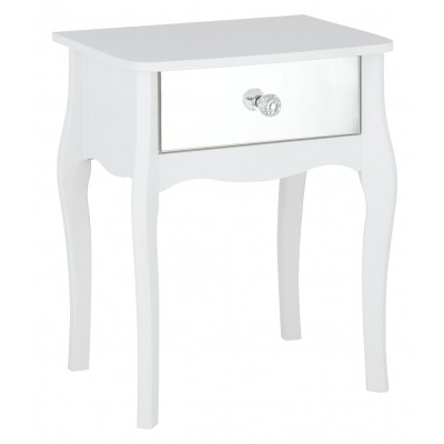 Rhyl Mirrored Nightstand in White | Bedside Cabinet | Bedside Cabinets | Bedroom Cabinet