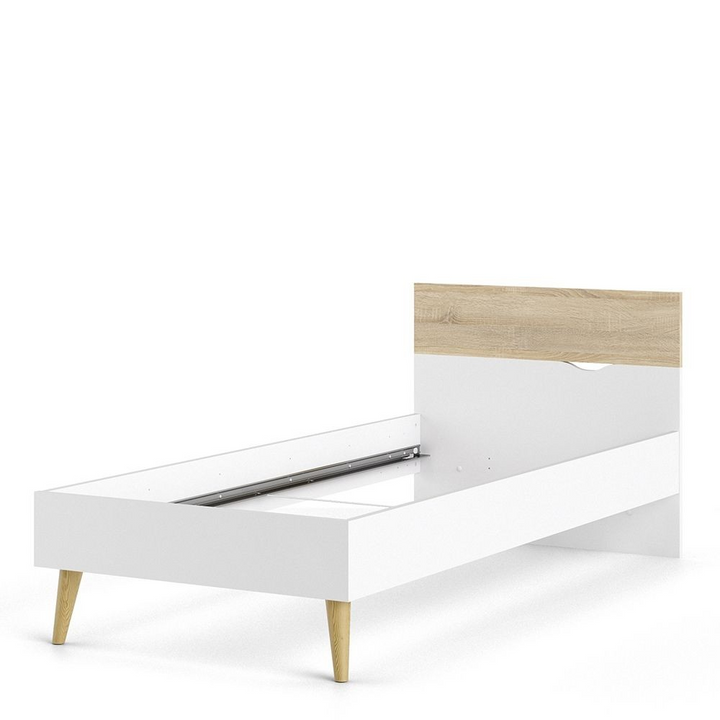 Luton Euro Single Bed (90 x 200) in White and Oak | Beds | Single Bed