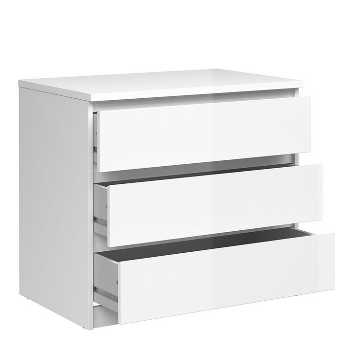 Brook Chest of 3 Drawers in White High Gloss | Chest of Drawers | Drawers 