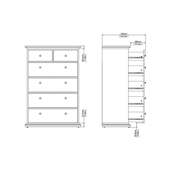 Solihull Chest of 6 Drawers in White | Chest of Drawers | Drawers 