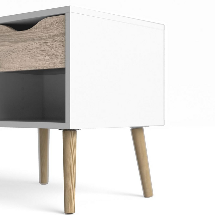 Luton Bedside 1 Drawer in White and Oak | Bedside Cabinet | Bedside Cabinets | Bedroom Cabinet