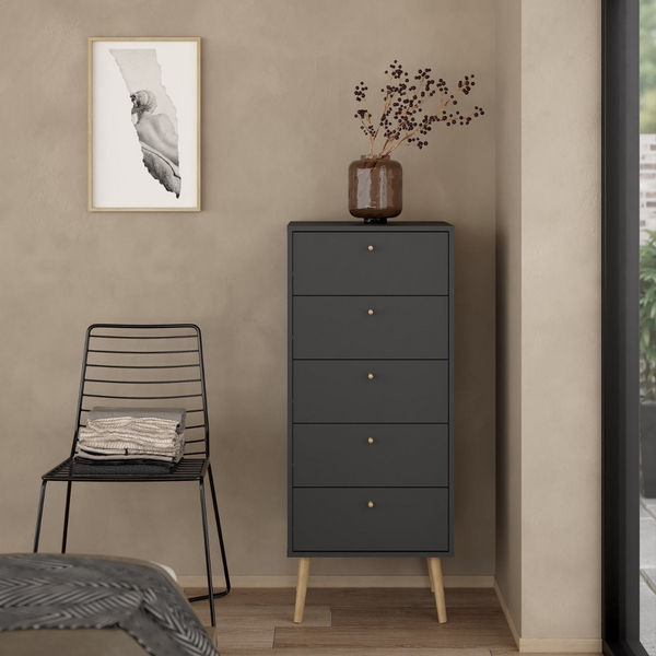 Darlaston Chest 5 Drawers Dark Grey | Chest of Drawers | Drawers 