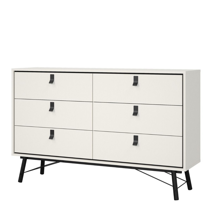 Moubray Wide Double Chest of Drawers 6 Drawers in Matt White | Chest of Drawers | Drawers 