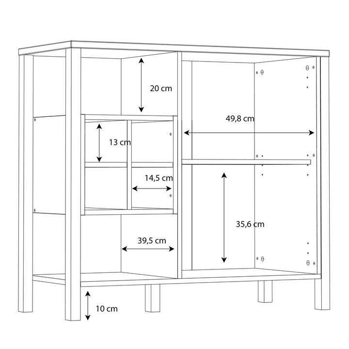 Upminster Rock Storage/Display Chest in Matt Black/Riviera Oak | Dining Cabinet | Dining Cabinets