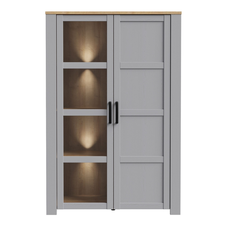 Hitchin 2 Door Display Cabinet in Riviera Oak/Grey Oak | Dining Cabinet | Dining Cabinets