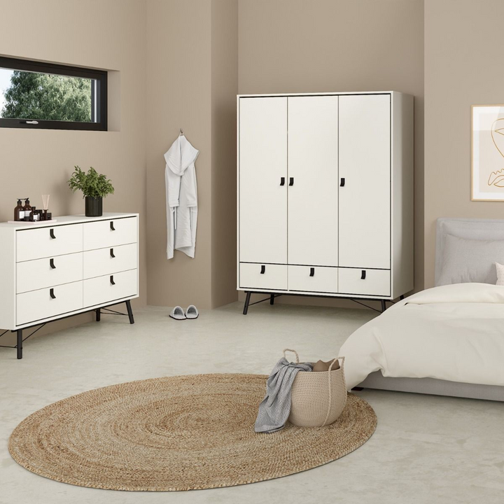 Moubray Wide Double Chest of Drawers 6 Drawers in Matt White | Chest of Drawers | Drawers 